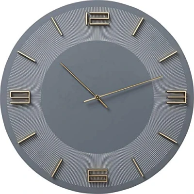 Imagen de Kare Design Reloj de pared Leonardo gris/dorado, 49cm diámetro, Grande, Moderno, Reloj, Analógico, Funciona con pilas, Salón, Cocina, Dormitorio, Oficina, 49x49x5 cm
