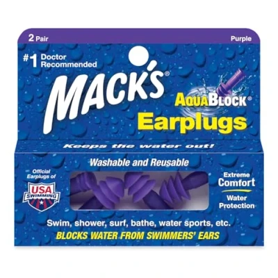 Imagen de Macks Aqua Block Tapones para los oídos natación, color morado, talla 2 Pairs