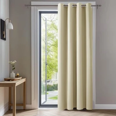 Imagen de Deconovo Cortinas Dormitorio Salon Opacas Moderna con Ojales, Termicas Aislantes Frio y Calor 140x290 cm(Ancho x Alto) Beige Oscuro, 1 Pieza