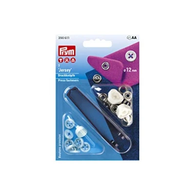 Imagen de Prym Botón de presión, aspecto costura, VA 12 mm, azul Sujetadores prensa, Latón poliamida acero inoxidable, 13 mm