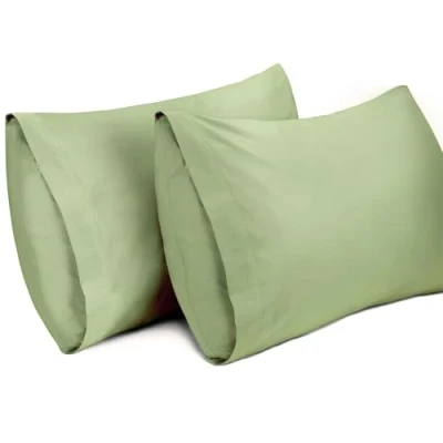 Imagen de Lirex 2 Paquetes Fundas de Almohada, 100% Algodón 400 Hilos Transpirable Almohada la Cubiertas (50 x 75 cm) cm, Verde)