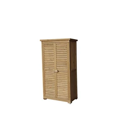 Imagen de Gardiun Caseta Armario de Madera para Jardín Emmy 87x46,5x160 cm con Puertas Abatibles, Techo Impermeable, Cubierta Asfáltica y Suelo