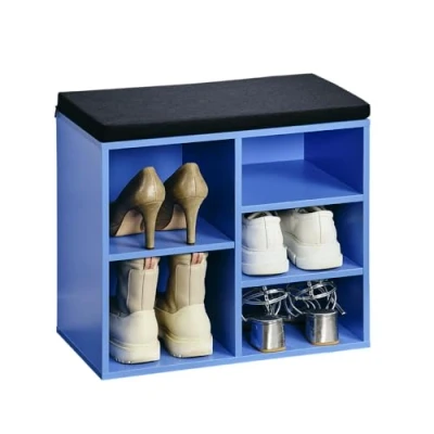 Imagen de Kesper Zapatero con cojín, material: tablero de fibra, dimensiones: 51,5 x 48 29,5 cm, color: azul, negro 15960