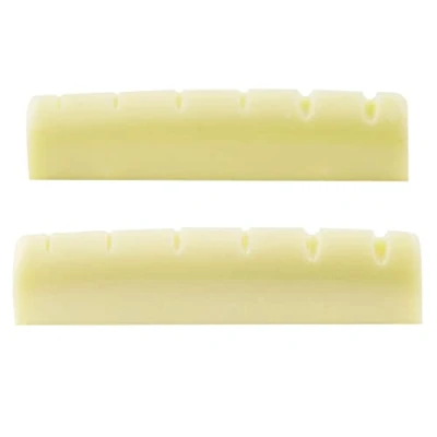 Imagen de Musiclily Plástico de Resina Urea Ranurada 43mm Cejuela Superior Tipo LP Nut Base Plana para Les Paul o Guitarra Acústica 6 Cuerdas, Marfil(2 Piezas)