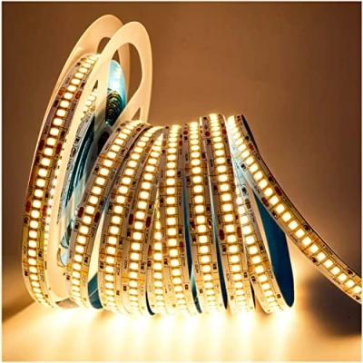 Imagen de Tesfish Tiras de luz LED 24V, Blanco Cálido 3000K 5M 2835 IP20 240 LEDs/M 1200 LEDs en Total Súper Brillante Luces para Dormitorio, Decoración Cocina