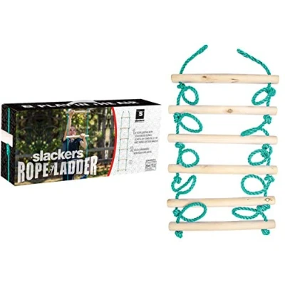 Imagen de Slackers USA Escalera de Cuerda, Herramienta Adicional para la Ninja Line, Balancín, Estructura Escalada, Trepador Árboles, más 2,5 Metros Largo, 38 cm Ancho