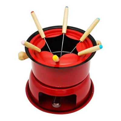 Imagen de Juego De Fondue, Horno Fusión, Mini Cacerola Acero Inoxidable, Fondue Queso Con Protector Contra Salpicaduras Y 6 Tenedores Para Black