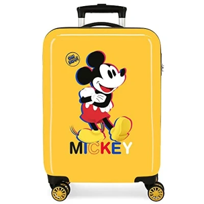 Imagen de Disney Mickey 3D Maleta de Cabina Ocre 38x55x20 cms Rígida ABS Cierre combinación Lateral 34L 2 kgs 4 Ruedas Dobles Equipaje Mano