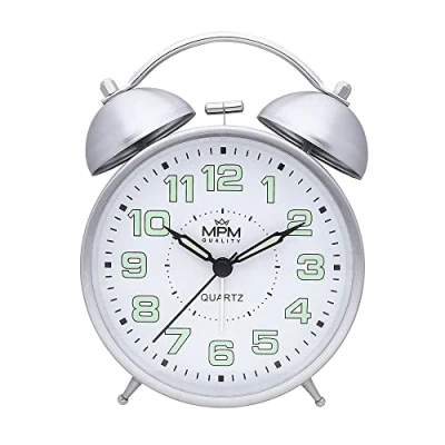 Imagen de MPM Quality, Cooper Colour Alarm Clock Reloj Despertador (150 x 110 53 mm), diseño Retro, analógico, números luminiscentes, Doble Alarma, Estilo Vintage, Movimiento de Cuarzo, función luz