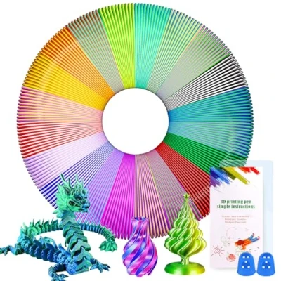 Imagen de PITMT Filamento PLA 1.75 mm, 20 PCS Filamentos Lapiz 3D para Bolígrafo de Dos Colores, 5M Cada Uno, Boli Niños y Adultos, ODRVM, Tecboss, Impresoras Pen
