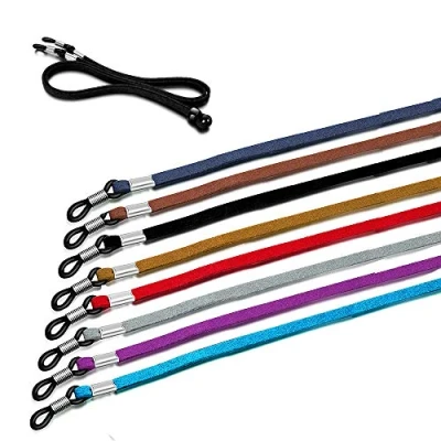 Imagen de Jurxy 8 piezas de cadena gafas cuero terciopelo correa titular deportes cordones vidrio cordón collar largo moda accesorios