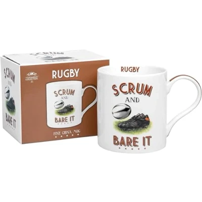 Imagen de The Leonardo Collection Taza de cerámica Rugby Scrum and Bare it 1 pieza Blanco 300 ml