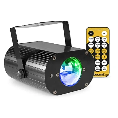 Imagen de BeamZ LWE20 efecto de agua Led multicolor 5W, selección color instantánea, estroboscópico, modos: automático, activado por sonido y manual, soporte montaje control remoto incluido