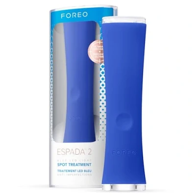 Imagen de FOREO ESPADA 2 Terapia de luz LED, Dispositivo para Tratamiento antiacné, Silicona grado médico, cicatrices, Quitar puntos negros y espinillas, Aprobado por la FDA, Cobalt Blue