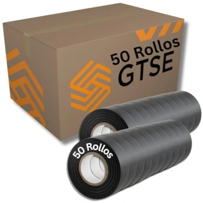 Imagen de GTSE Cinta aislante negra de 19 mm x 20 m para instalaciones eléctricas 50 Rollos Autoadhesiva y resistente proteger, agrupar reparar cables