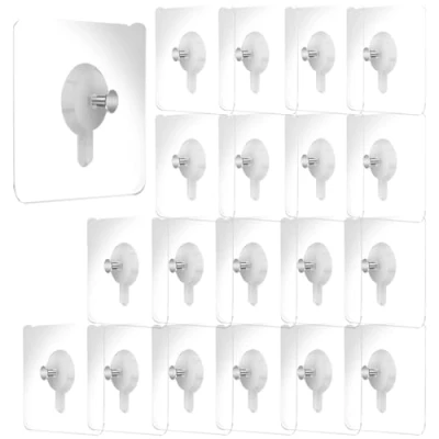 Imagen de QianFenShi 20 Piezas Cuelga Cuadros Sin Clavos,Ganchos para Colgar Cuadros,adhesivos cuadros,Ganchos Adhesivos Facil Cuadros,para Cuadros,Relojes,Espejos,6 * 6cm