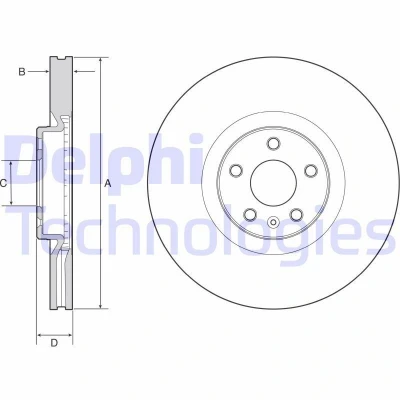 Imagen de DELPHI BG9231C Disco de freno 345 30 5 ventilado revestido altamente carbonizado sin cojinete rueda, anillo sensor ABS VOLVO: XC90 II, XC60 II