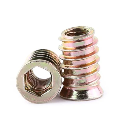 Imagen de Insertar la tuerca, 20 piezas Tuerca para muebles toma hexagonal Drive rosca hembra tuercas chapadas en acero al carbono, de madera (M10 x 25 mm)