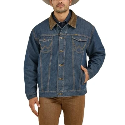 Imagen de Wrangler Chaqueta vaquera con forro occidental para hombre, Denim/Blanket, Large