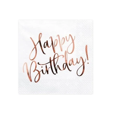 Imagen de PartyDeco Happy Birthday Servilletas blancas (33 x 33 cm, 20 unidades)
