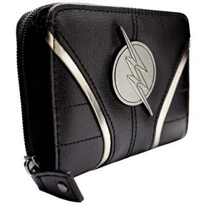Imagen de DC The Flash Zoom Traje Insignia de Metal Emblema Cartera Clutch con Bolsillo para Monedas &amp; Tarjetero, Negro
