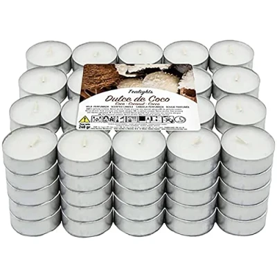 Imagen de Velas de Té Aromáticas perfumadas 4 Horas combustión(Coco, 100 Velas)