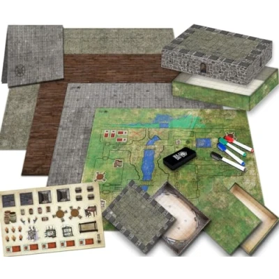 Imagen de Melee Mats DND Map Starter Kit para juego de Dungeons &amp; Dragons 22 x 26 pulgadas, doble cara, borrado en húmedo/seco, rejilla terreno batalla La mejor experiencia tablero mesa