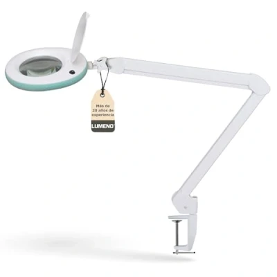 Imagen de Lumeno lámpara de aumento LED 7218GN, lente cristal 127 mm, trabajo, cosmética, adecuada para cosméticos, aficionados, ayuda a la lectura, 8 dioptrías verde