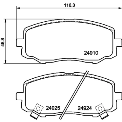 Imagen de HELLA 8DB 355 014 901 Juego de pastillas freno con avisador acústico desgaste HYUNDAI: i20 I Hatchback, II i10