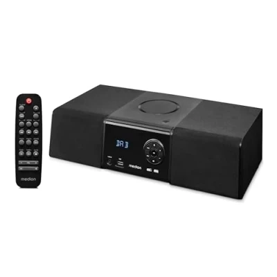Imagen de MEDION E64004 Micro Audio System Sistema Compacto (Dab+, Reproductor de CD. Radio FM PLL, Bluetooth, Puerto USB, Temporizador Apagado automático, MP3, Pantalla LCD con indicación 12/24 Horas)