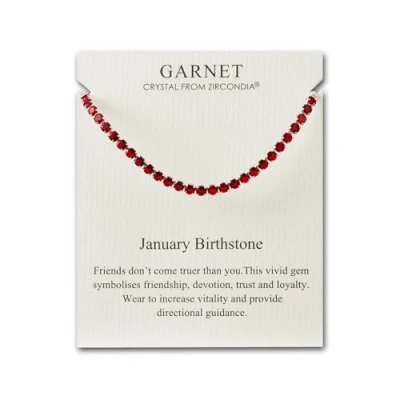 Imagen de Philip Jones Pulsera de la amistad con piedra natal enero cristales circonita granate, Cristal, Cristal Zircondia®, rojo, 40508