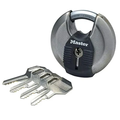 Imagen de MASTER LOCK Candado Redondo Alta Seguridad [Llave] [Acero Inoxidable] [Exterior] M40EURD Ideal para Portales, Garages, Sótanos