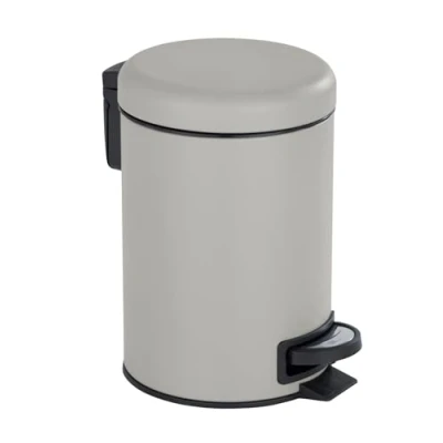 Imagen de Wenko Cubo de Pedal para cosméticos Leman Taupe 3L con Soporte Integrado Bolsas Basura Gris marrón