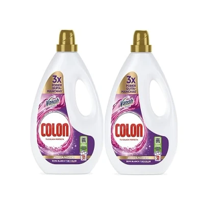 Imagen de Colon Vanish Advanced Detergente para Lavadora con Quitamanchas (Adecuado Ropa Blanca y de Color, Formato Gel, Hasta 31 Dosis), 2 x 1,395L