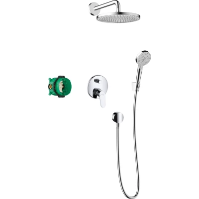 Imagen de Hansgrohe Crometta S 240 27958000 Juego de ducha empotrable 7 en 1 con alcachofa y manguera (incluye base soportes), color cromado