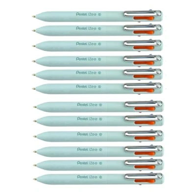 Imagen de Pentel BXC470 LC Bolígrafos de 4 colores (naranja, azul claro, rosa y morado) (12 unidades, tinta 0,5 mm, rellenable)