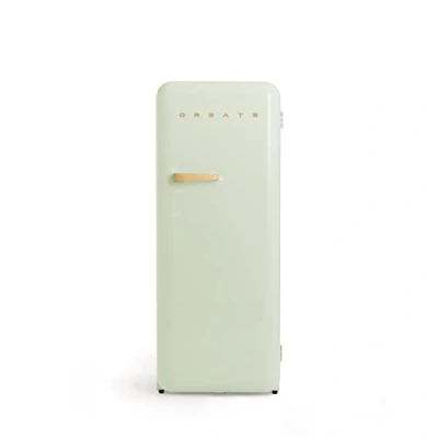 Imagen de CREATE / RETRO FRIDGE 150 WOOD/Frigorífico verde pastel maneta madera con congelador 281L 102W, bajo consumo, diseño vintage, 150cm, 3 estantes, regulador temperatura, botellero, 60x60x150cm