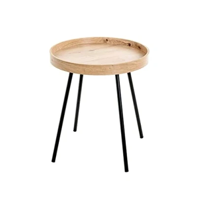 Imagen de HAKU Möbel Mesa auxiliar roble, negro, MDF, metal Dim.: AL 45 cm x diámetro 40 cm, Estilo: Moderno
