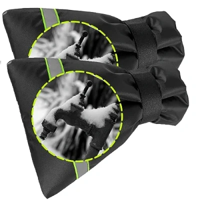 Imagen de 2 piezas engrosamiento exterior cubierta para grifo, impermeable, anticongelante, resistente al frío, protección térmica grifo de jardín, bolsa invierno 25 x 18 cm