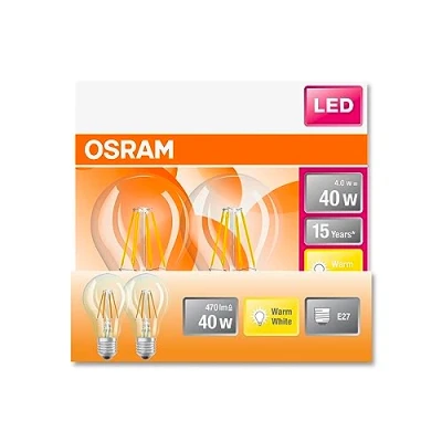 Imagen de OSRAM LED Star Classic A60 LECH para enchufe E27, forma de pera, GL FR, 806 Lumen, White (2700k), reemplazo bombillas convencionales 60W, no Dimmable, 6 paquetes