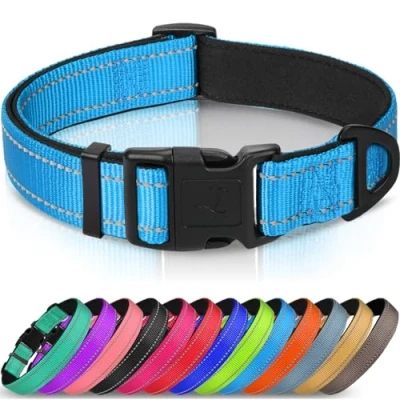 Imagen de Joytale Collar Perro Reflectante,Nylon Acolchado con Neopreno,Ajustable para Perros Grande,40 60cm,Azul