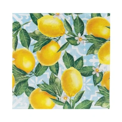 Imagen de Talking Tables Paquete de 20 servilletas papel limón, vajilla desechable con temática vibrante para reuniones memorables, fiestas verano, despedidas soltera, almuerzos, amarillo brillante