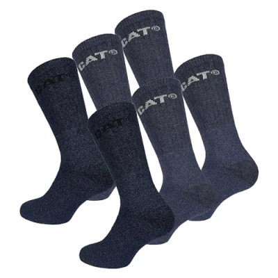 Imagen de Caterpillar Outdoor socks 6 pares de calcetines para hombre en algodón suave con control humedad, puntera y talón reforzados (Azul, 43 46)