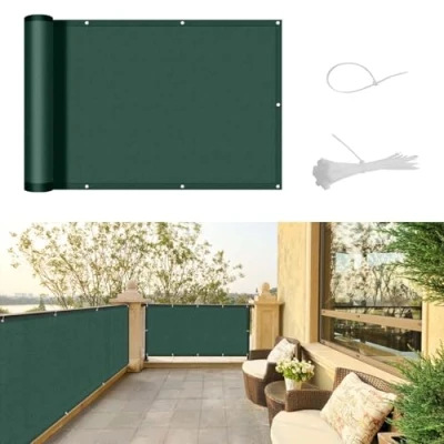 Imagen de SUNNY GUARD Balcon Privacidad 150x300cm Pantalla para Balcón Jardín Protección de Privacidad,Protección UV,Impermeable,a Prueba Viento,Adecuado balcons Jardines terrazas,Verde