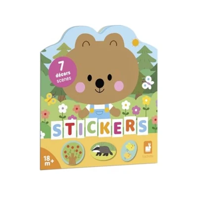 Imagen de Janod Libro Partir de 18 Meses Tema El Bosque 12 Decorar 8 Páginas Pegatinas Ocio Creativo Infantil Motricidad Fina y Entrenamiento la Concentración (JURATOYS J09200)
