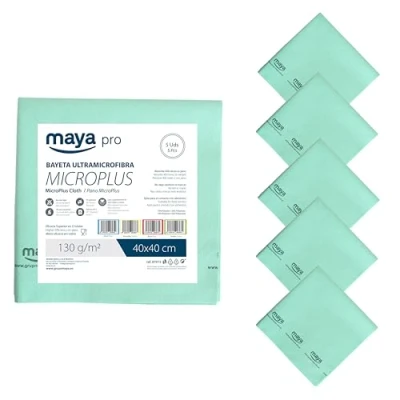 Imagen de Maya Bayeta Microplus. Especial para Vajillas y Cristales. No Deja Marcas. Muy Absorbente de Secado Rápido. 100% Microfibra. Pack 5 Unidades (Verde)