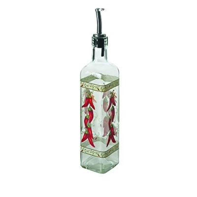 Imagen de Excelsa Botella de aceite chile con vertedor, transparente decoraciones, capacidad: 473 ml, 4 piezas
