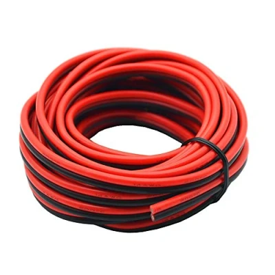 Imagen de TUOFENG 14 AWG Silicona Alambres Eléctricos 20 metros [Negro 10 m Rojo m] 2 Conductor Cable paralelo Línea Suave y flexible 2.1 mm² Conexión Cables de cobre estañado sin oxígeno