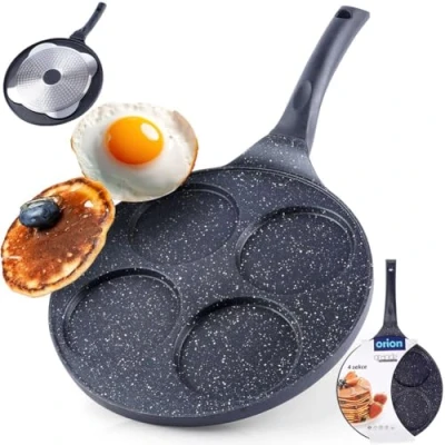 Imagen de orion group Sartén para huevos fritos de 27 cm diámetro, 4 huevos, gas, inducción, con revestimiento antiadherente