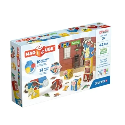 Imagen de Geomag, Magicube Story Building Three Little Pigs, Juegos Magnéticos Aptos para Niños Mayores de 3 Años, Teatro Magnético, Juego 42 Piezas, Plástico 100% Reciclado